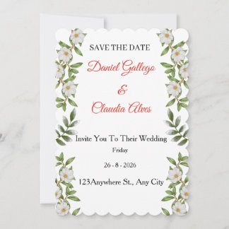 Convite de Noivado Elegante Floral Save The Date