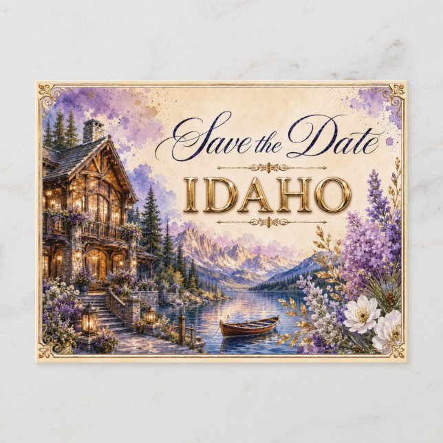 Convite de Noivado Elegante Idaho Save the Date (Frente)