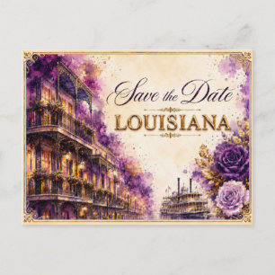 Convite de Noivado Elegante Louisiana Save the Dat