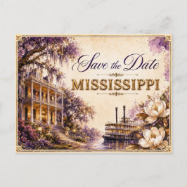 Convite de Noivado Elegante Mississippi Save the D