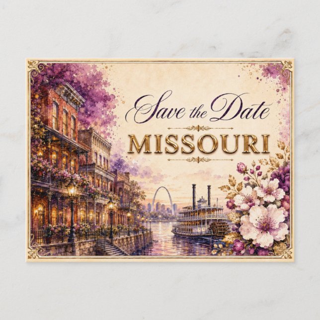 Convite de Noivado Elegante Missouri Save the Date (Frente)