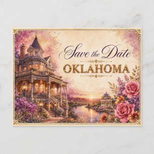 Convite de Noivado Elegante Oklahoma Save the Date