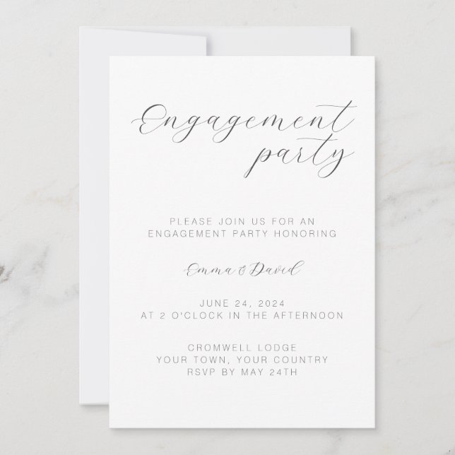 Convite de Noivado Elegante Personalizado (Frente)