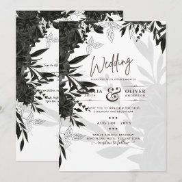 Convite de Noivado Elegante Rosas Pretas BUDGET Br