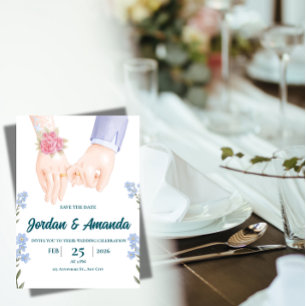 Convite de Noivado Elegante Save the Date