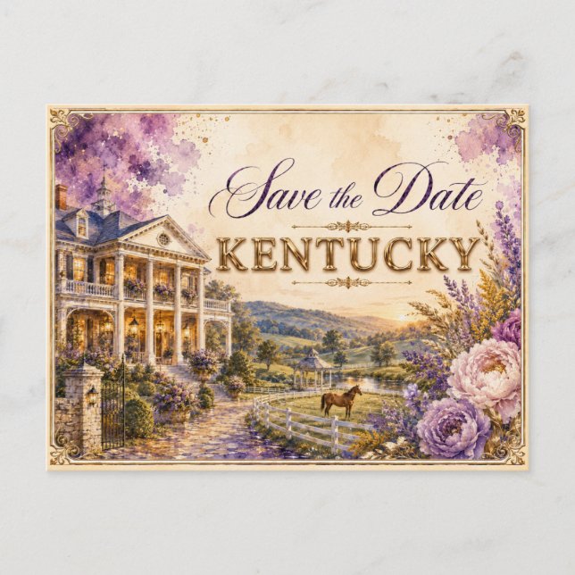 Convite de Noivado Elegante Save the Date de Kentu (Frente)