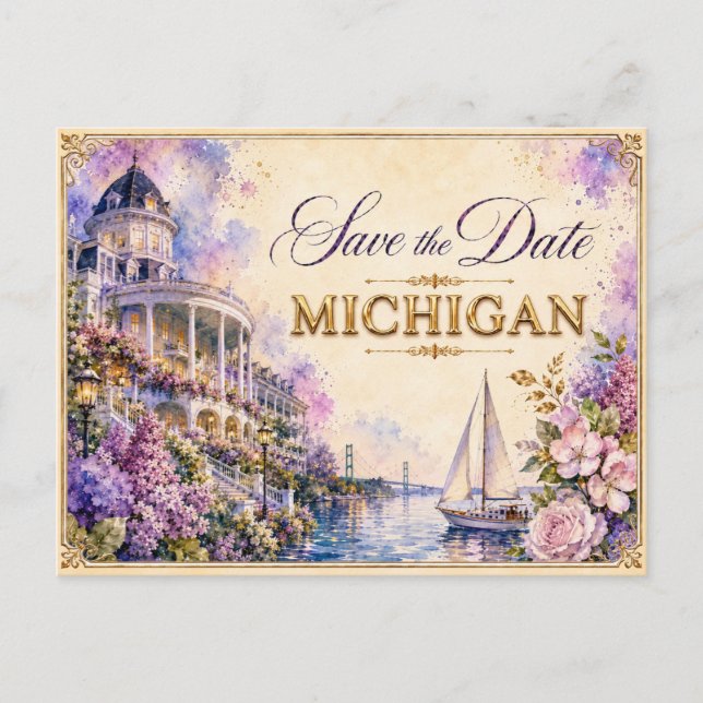 Convite de Noivado Elegante Save the Date de Michi (Frente)