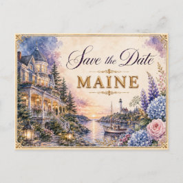 Convite de Noivado Elegante Save the Date do Maine