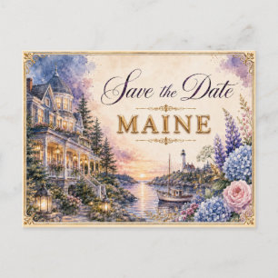 Convite de Noivado Elegante Save the Date do Maine