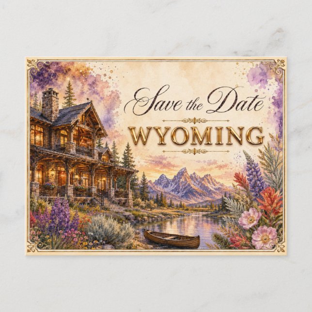 Convite de Noivado Elegante Wyoming Save the Date  (Frente)