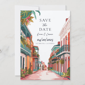 Convite de Noivado em Aquarela de Nova Orleans Vin