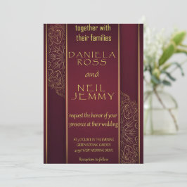 Convite de Noivado em Folha Dourada Rosa Elegante