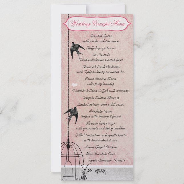 Convite de Noivado em Gaiola de Pássaros Rosa Anti (Frente)