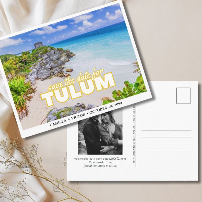 Convite de Noivado em Tulum México Cartão Postal (Tulum Wedding Save the Date Mexico Postcard
)