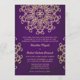 CONVITE DE NOIVADO ESTILO INDIANO ROXO E DOURADO