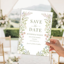 Convite de Noivado Flor de Campo Pastel Save The D