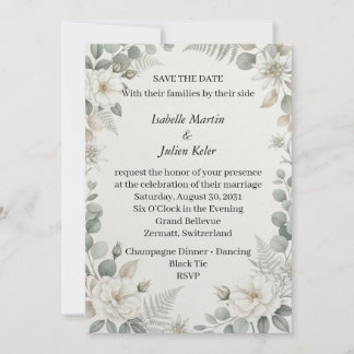 Convite de Noivado Floral Branco Botânico para Sal