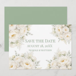 Convite de Noivado Floral Branco para Salvar a Dat