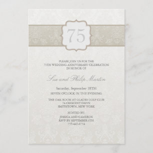 Convite de Noivado Floral Creme Damask