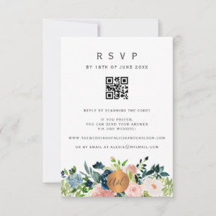 CONVITE DE NOIVADO FLORAL ELEGANTE COM CÓDIGO QR P
