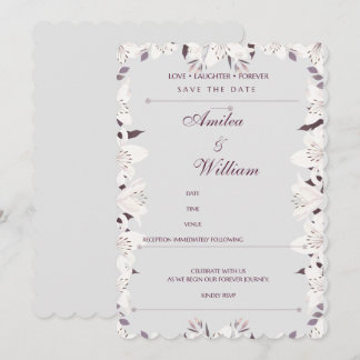 Convite de Noivado Floral Elegante para Salvar a D