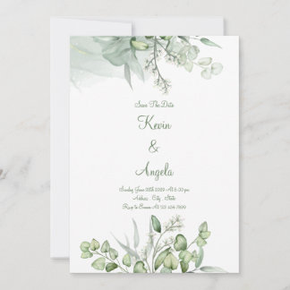 Convite de Noivado Floral Elegante Verde para Salv