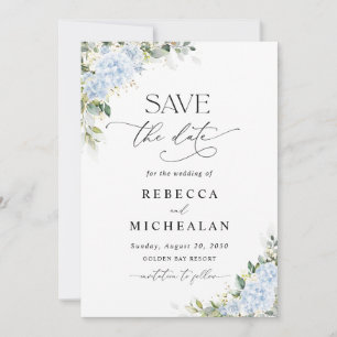 Convite de Noivado Floral Hortênsia Azul Save The 