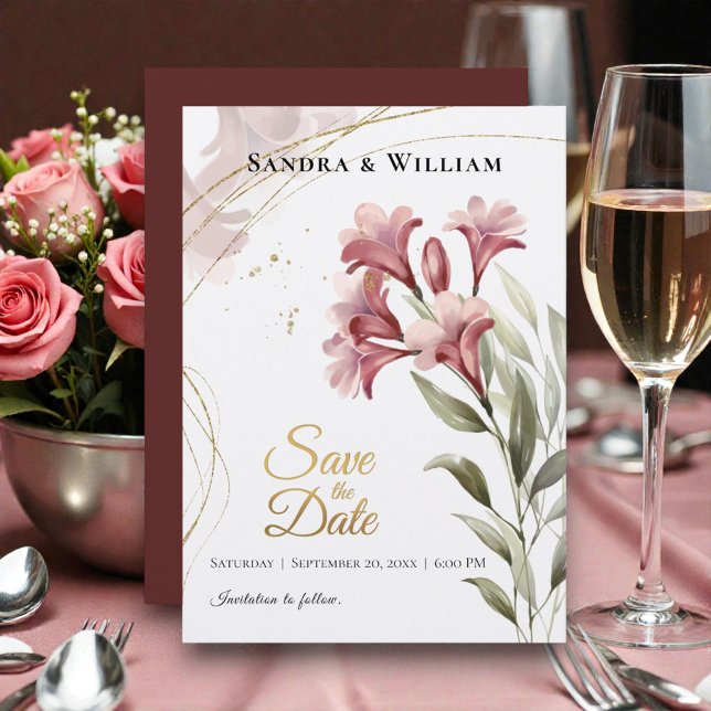 Convite de Noivado Floral Marrom Água (Criador carregado)