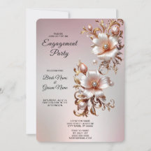 Convite de Noivado Floral Rosa Decorativo
