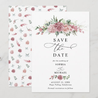 Convite de Noivado Floral Rosa Empoeirado para Sal