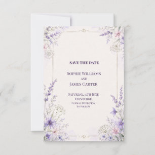 Convite de Noivado Floral Roxo ao Luar Salve a Dat