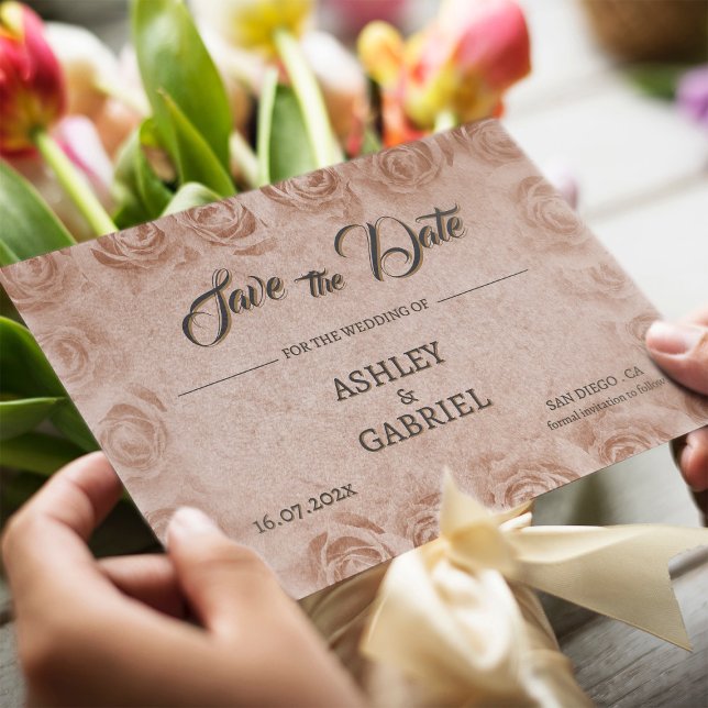 Convite de Noivado Floral Rústico Vintage (Vintage Floral Rustic Wedding Save The Date)