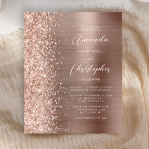 Convite de Noivado Glam Glitter Rose Gold Econômic