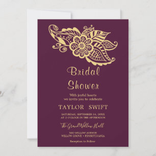 Convite de Noivado Gold Indian Paisley