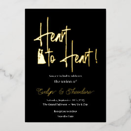 Convite de Noivado Heart to Heart Dourado e Branco
