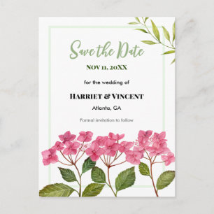Convite de Noivado Hortênsias Rosa Save The Date