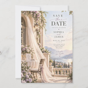Convite de Noivado Lavender Lakeview Save the Date