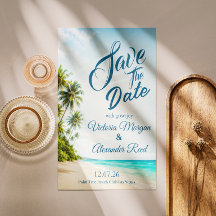 Convite de Noivado para Economizar Praia Tropical