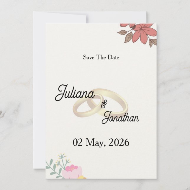 Convite de Noivado para Salvar a Data de Casamento (Frente)