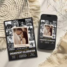 Convite de Noivado Personalizado, Colagem de Fotos