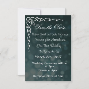 Convite de Noivado Preto Clássico "Save the Date"