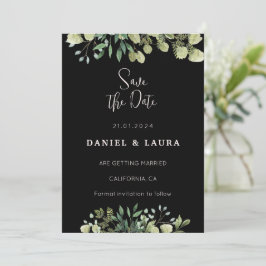 Convite de Noivado Preto para Salvar a Data