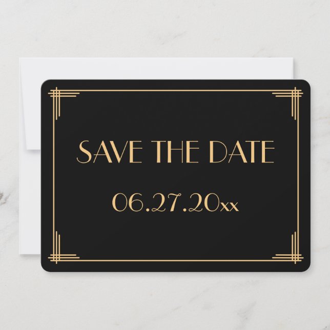 Convite de Noivado Redondo Great Gatsby Art Deco S (Frente)