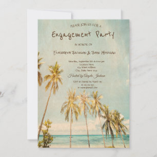 Convite de Noivado Retro Beach Palms