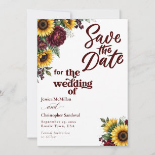 Convite de Noivado Rustic Sunflower Save the Date