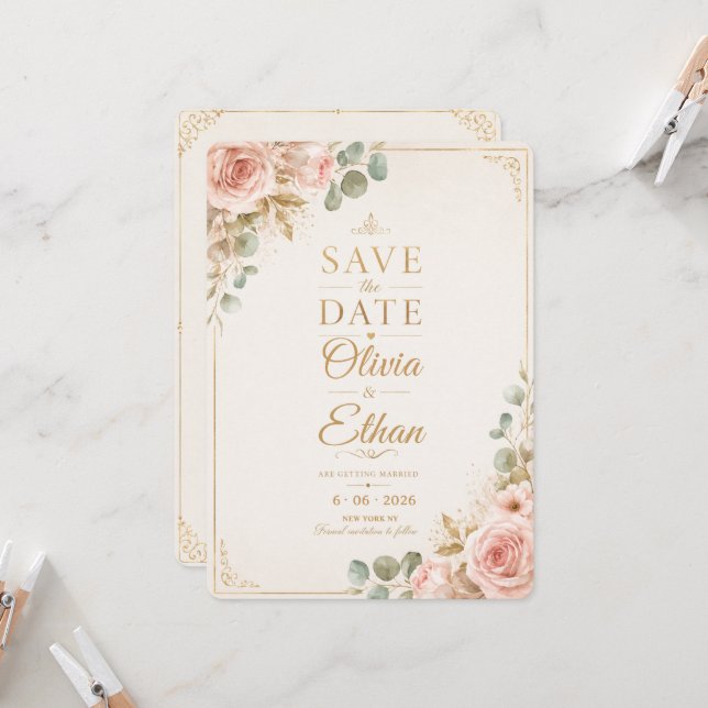 Convite de Noivado Save the Date (Frente/Verso In Situ)