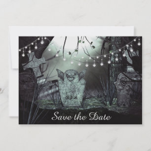 Convite de Noivado Save the Date com Cemitério Gót