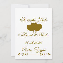 Convite de Noivado Save The Date com Renda Dourada