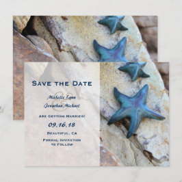 Convite de Noivado Starfish Beach Rocks Save the D