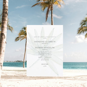 Convite de Noivado Tropical Frond Branco Sem Pais
